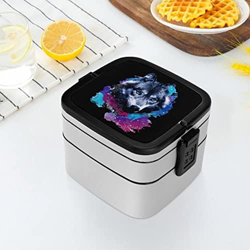 Galaxy Wolf engraçado tudo em um recipiente de almoço de uma caixa de bento com colher para viagens de trabalho piquenique