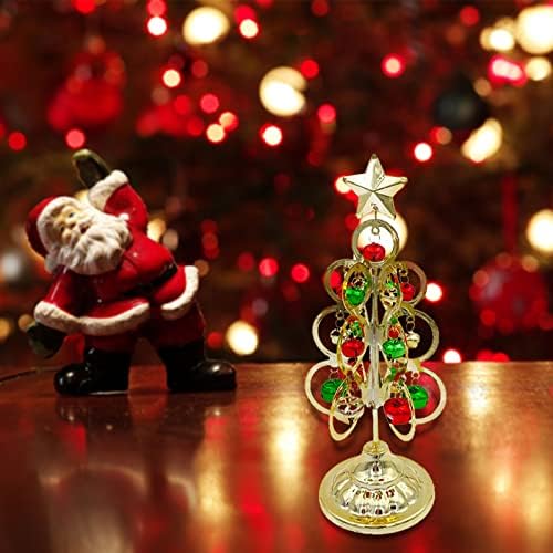 Qonioi tabletop metal árvore de natal arrasta de ferro forjado ornamento exibir ornamento de Natal de 10 polegadas Decorações de desktop mini árvore de natal adequada para sua família e amigos