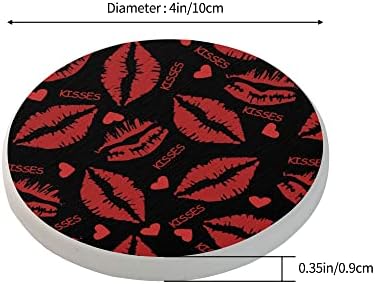 Coastais redondos para bebidas Conjunto de 4 lábios beijo de diatomita absorvente cota -russa Mesa de coastro Proteção de arranhão tapetes de vidro Decoração de casa Decor de caneca para mesa de cozinha bar de escritório