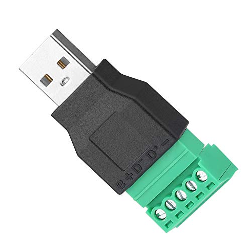 Adaptador de terminal USB Connetor masculino 2pcs, plugue masculino USB para conexão do terminal de parafuso de 5 pinos Connetor