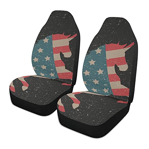 Alaza EUA American Flag Unicorn Animal Car Seat Seats apenas para homens para homens capa de assento com bolso organizador