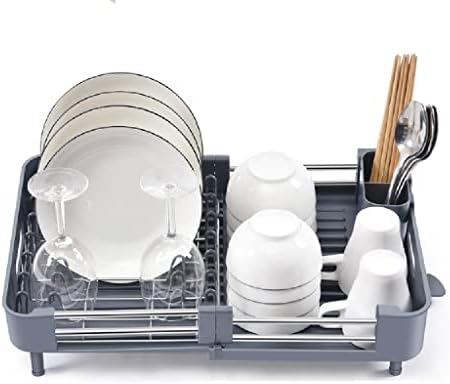 Irdfwh prato secando rack compacto resistente à ferrugem Rack de prato e esgotador Dreneador de pratos com bico giratório ajustável