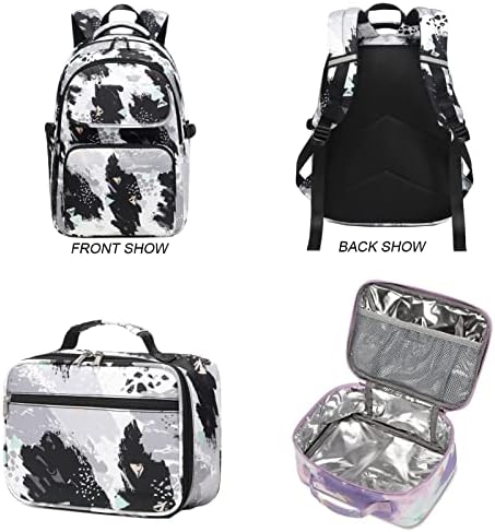 Rexmore Kids Backpack for Girls, 3 PCs Conjunto de livros elementares Saco de escola à prova d'água com bolsos e compartimento de vários bolsos, preto