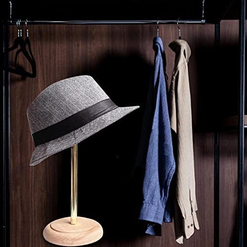 Ｋｌｋｃｍｓ Porta de chapéu ajustável contra -balcão, chapéu de metal de madeira adereços de guarda -roupa de armazenamento de armazenamento