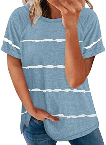Yubnlvae de manga longa Camisetas listradas de pescoço quadrado para mulheres respiráveis ​​solteiras de camiseta casual da