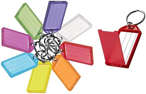 Lucky Line Key Tag com aba e anel dividido, cores variadas, 100 por caixa de exibição