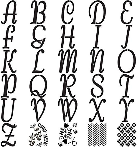 Papel de estêncil de Folkart, alfabeto e monograma Italic 5 , 5