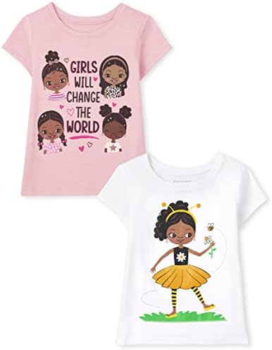 The Children's Place Baby Toddler Girls Manga curta T-shirt 2-Pack