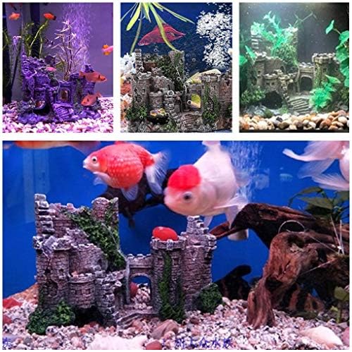 Yimaa Decorações de tanques de peixes grandes decorações de aquário do castelo Ornamentos de castelo de coral grande