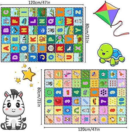 SejiaRep Kids Número do jogo de jogo de alfabetismo 2pc - ABC Educational Area Rug - Fruit Animal Pattern for Kids Room Rarroom Berçário de jardim de infância macia que não deslize a máquina lavável
