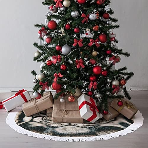 Salia de árvore de Natal do Tiger Branco Ornamentos de Mat Tassel Tassel para decorações festa de férias 30/36/48 polegadas