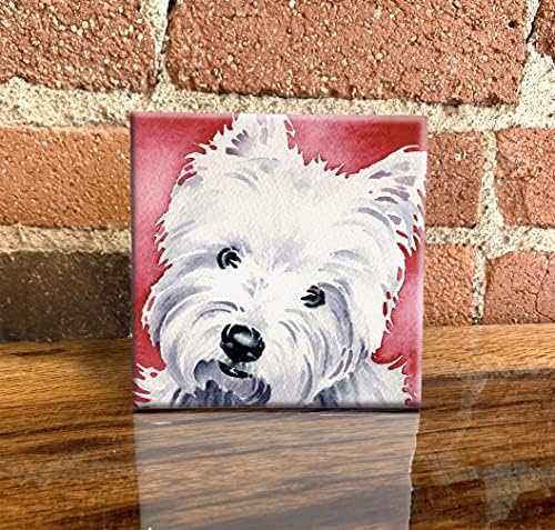 West Highland Terrier Dog Contemporary Aquarela Arte Decorativa Tile