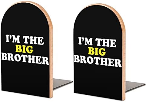 I'm Big Brother Impred Book end Livros de madeira 1 par para prateleiras Stand de livro pesado 5 x 3 polegadas