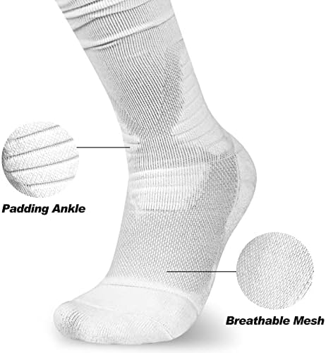 Dingcooler Scrunch Socks 2 pacote, meias atléticas muito longas acolchoadas para homens e mulheres