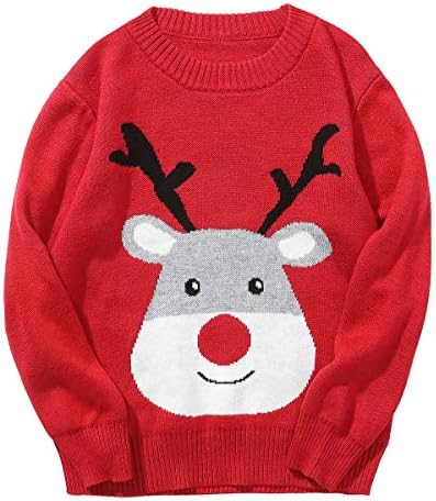 Camisola de Natal para meninos do avô, suéter de algodão de malha de malha para criança 18m-5t