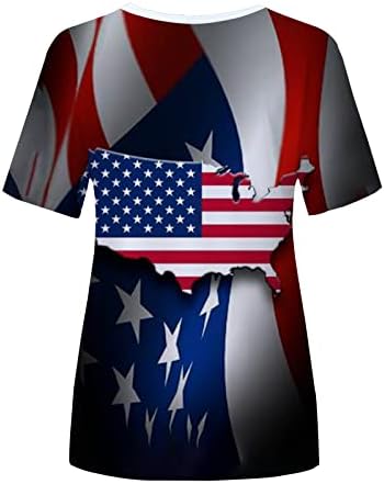 Camisas do Dia da Independência das Mulheres Túdos de túnis de túnica de bandeira americana solto Vos de manga curta V