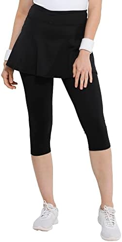 Dona Jo Skirted Capri for Women - Saia com leggings e bolsos Capri para esportes e roupas de uso ativo