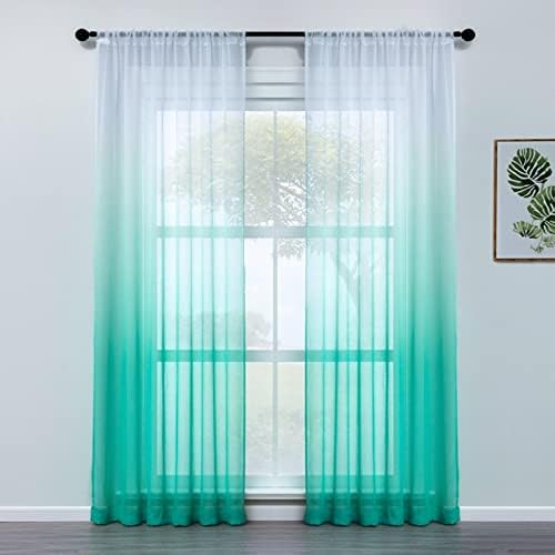 Daesar Sheer Voile Curtains 2 painéis, cortina de quarto sem perfurar as cortinas de tratamento de janelas de coloração