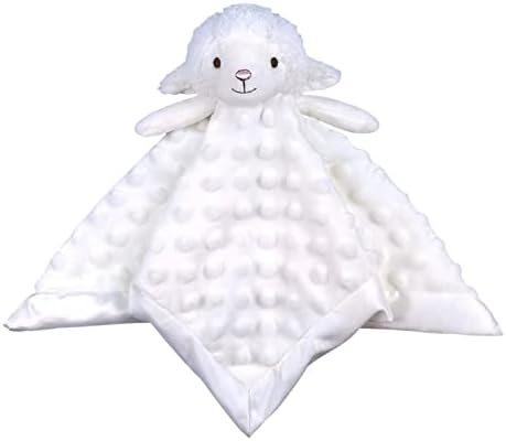 Baby Baby Lamb White Lamb Soft Palheto de Segurança Animal de pelúcia, personagem de ovelha macio, cobertor, chá de bebê/berçário, recém -nascido fofinho, bebê, criança aconchegante, cobertura para meninos, 13