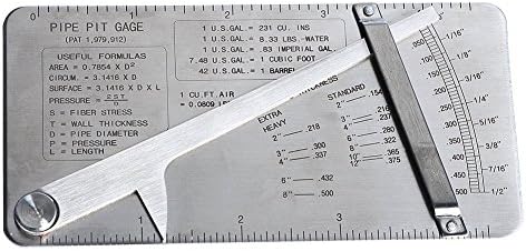 2 anos de garantia Poço de tubo medidor de soldagem de 0 a 1/2in em 1/64in e 0,020 incrementos para medir a espessura da parede do tubo ou aço inoxidável [Abbott]