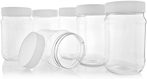 Pinnacle Mercantile Plástico Jarros de pedreiro -parafuso na tampa com nervuras -16 onças -conjunto de 168 airtytight lail -meal recipientes Freezer BPA seguro livre