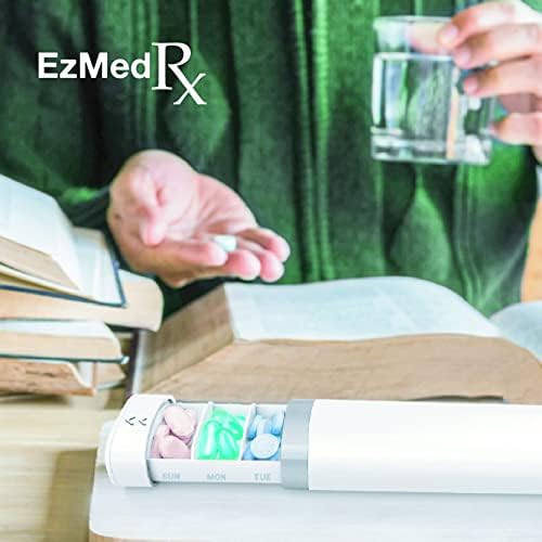 EzMedrx -7 Day Pill Organizer para suplementos, cápsulas, vitaminas e caixa de comprimidos de medicamentos com grande capacidade de até 5 cápsulas por espaço, dessing elegante, plástico feito sob medida