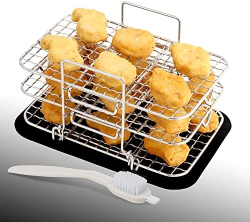 Air Fryer Rack compatível com fritadeira de ar dual ninja, alimentos para a aço inoxidável
