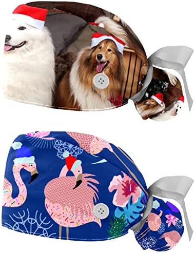 Niaocpwy Christmas Cão de cachorro de cachorro de cachorro de cachorro com botões de cabelo elástico elástico de cabelo comprido chapéu para mulheres