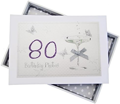 Cards de algodão branco Fotos de 80 anos, álbum Tiny, coupé Glass, 12.5x17.5x2.5 cm, 6 pacote