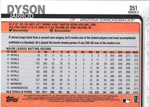 2019 Topps 351 Jarrod Dyson Arizona Diamondbacks Baseball Card