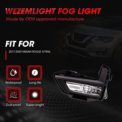 Substituição do conjunto de luzes de nevoeiro de Wezemlight para 2017-2020 Nissan Rogue X-Trail com lâmpadas de halogênio H8 12V 35W