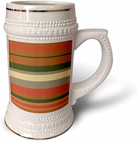 3drose queimado laranja, Sienna e design listrado verde - 22oz de caneca de Stein