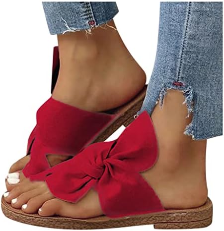 Twist nó sandálias planas para mulheres, chinelos casuais anel de arco do dedo do dedo do dedo do pé, sandálias para mulheres sandálias