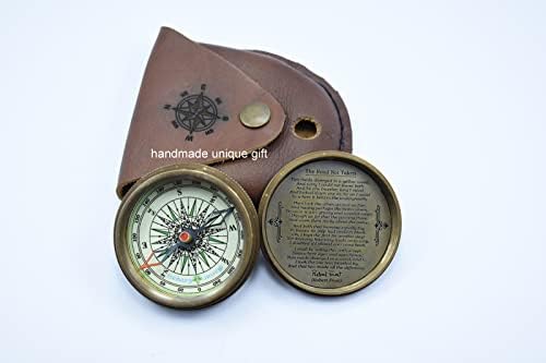 Presente exclusivo para presente de bússola antiga de bússola de bolso náutico Case de couro de bolso vintage Camping Direção