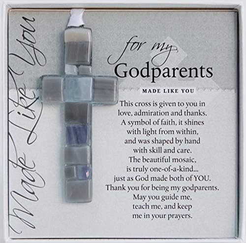 Presente para os padrinhos de Deus -Mandmado em Mosaico dos EUA Cruz de vidro com sentimento tocante para feriado, aniversário,