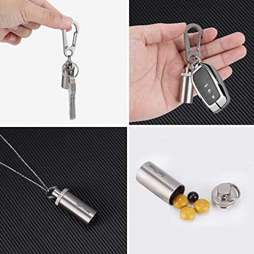 Santhree Titanium Carabiner Belt Loop Clip Keychain com recipiente de pílula de titânio puro, suporte de chave de liberação