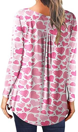 Tops casuais elegantes para mulheres para blusas de túnica do Dia dos Namorados para leggings camiseta de coração fofo camiseta