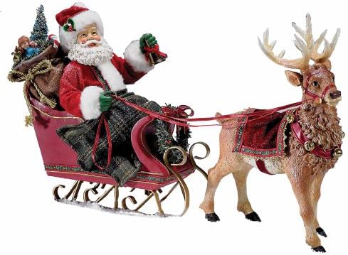 Kurt Adler Fabriché Papai Noel de 10 polegadas no trenó com a peça de mesa de veado