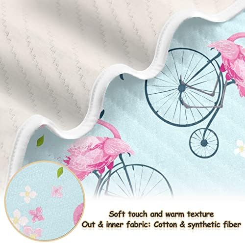 Clanta de arremesso Flamingo Bicycle Cotton Clanta de algodão para bebês, recebendo cobertor, cobertor leve e macio