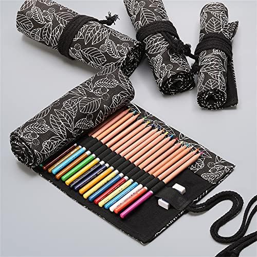 DIYOMR 24/36/72 Slots Lápis Rolos de lápis, Lápis de cor de artista Roll Up Burches Short Bolsa Case Lápis Organizador para Desenho Colorir e Esboço