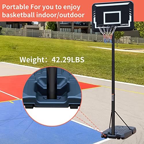 Sistema de metas portáteis de aro portátil de basquete do iunnds 6.5-10 pés ajustáveis ​​de 44 pol. Para crianças/adultos externos internos
