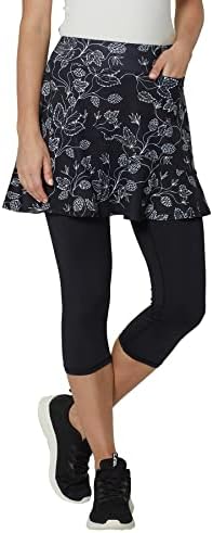 Cityoung Women Smands Calças Capri com saia anexada Saias de leggings com leggings com leggings Bolsões