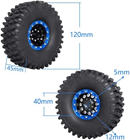 Hobbypark 1.9 aros de roda de beadlock alumínio e 1,9 pneus de crawler rc 4,7 polegadas de altura de diâmetro externo
