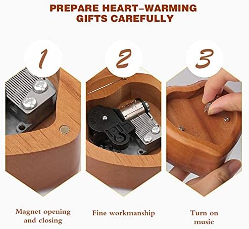 American Flag Bass Fishing Wooden Music Box Windup Heart Heart Pried Musical Boxes Case for Valentine Anniversary Birthday