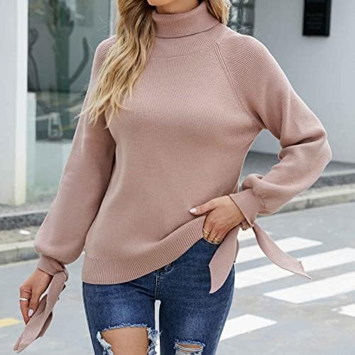 Mulheres Causal Turtleneck Knit suéter de manga longa Solid Leves Leve Basic Sweatters Comffy Sweaters Pullover Tops