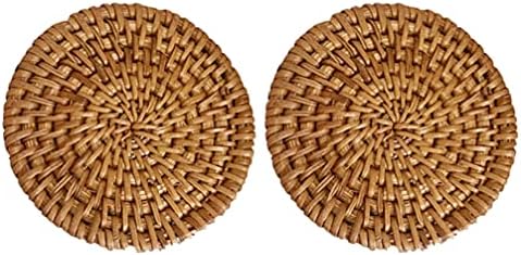 Coastas-russas de tecido soimissas 2pcs Coaster de casca de casca de vime de vime com casca de xícara de chá de vasia natural de cota de cota redonda de coto