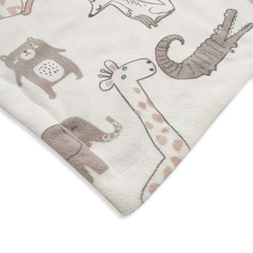 Boritar Animais fofos Cobertor de bebê Minky macio com apoio pontilhado de dupla camada, animais adoráveis ​​impressos de
