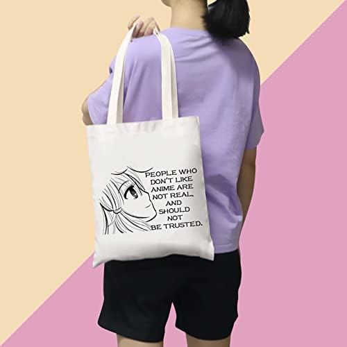 BDPWSS Anime Tote Bag Anime Amante Presente para pessoas que não gostam de anime não são reais e não devem ser confiáveis ​​no