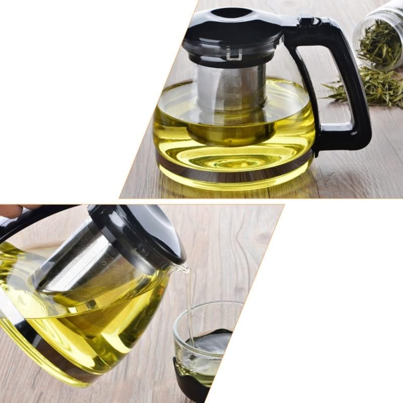 UXZDX Borossilicato resistente ao calor Bule de chá transparente, chaleira, lata de chá, bolha de separação de água com infusador