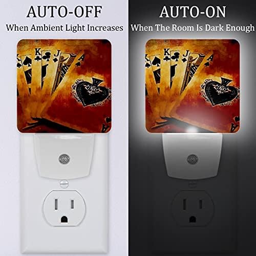 Lorvies Vintage Poker Cards Plug in LED Night Light Auto Sensor Anot